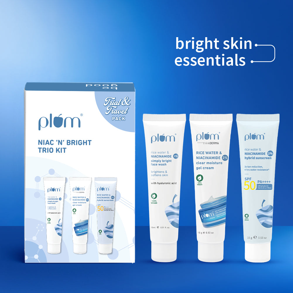 Niacinamide Skincare Trio Kit | Face Wash | Moisturizer | Sunscreen | Travel-Size