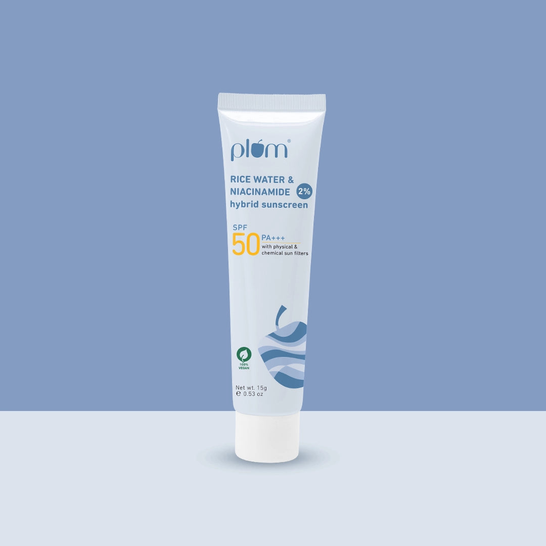 Plum Rice Water & Niacinamide 2% Hybrid Sunscreen | 15 g